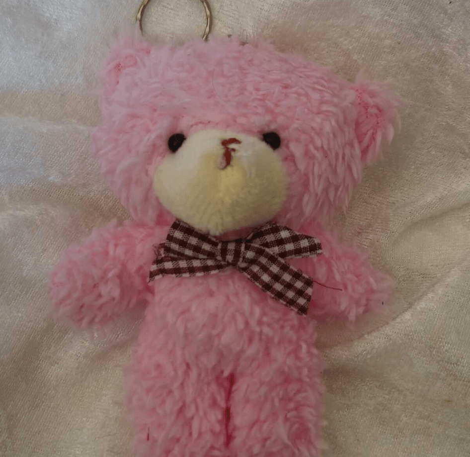 Sevimli pembe peluş ayıcık anahtarlık çanta aksesuarı