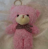 Sevimli pembe peluş ayıcık anahtarlık çanta aksesuarı