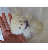 Sevimli krem peluş ayıcık anahtarlık çanta aksesuarı