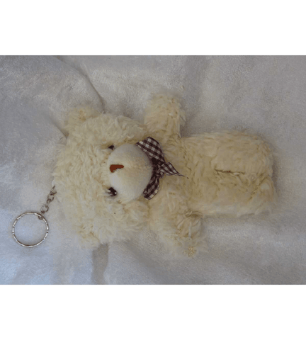 Sevimli krem peluş ayıcık anahtarlık çanta aksesuarı