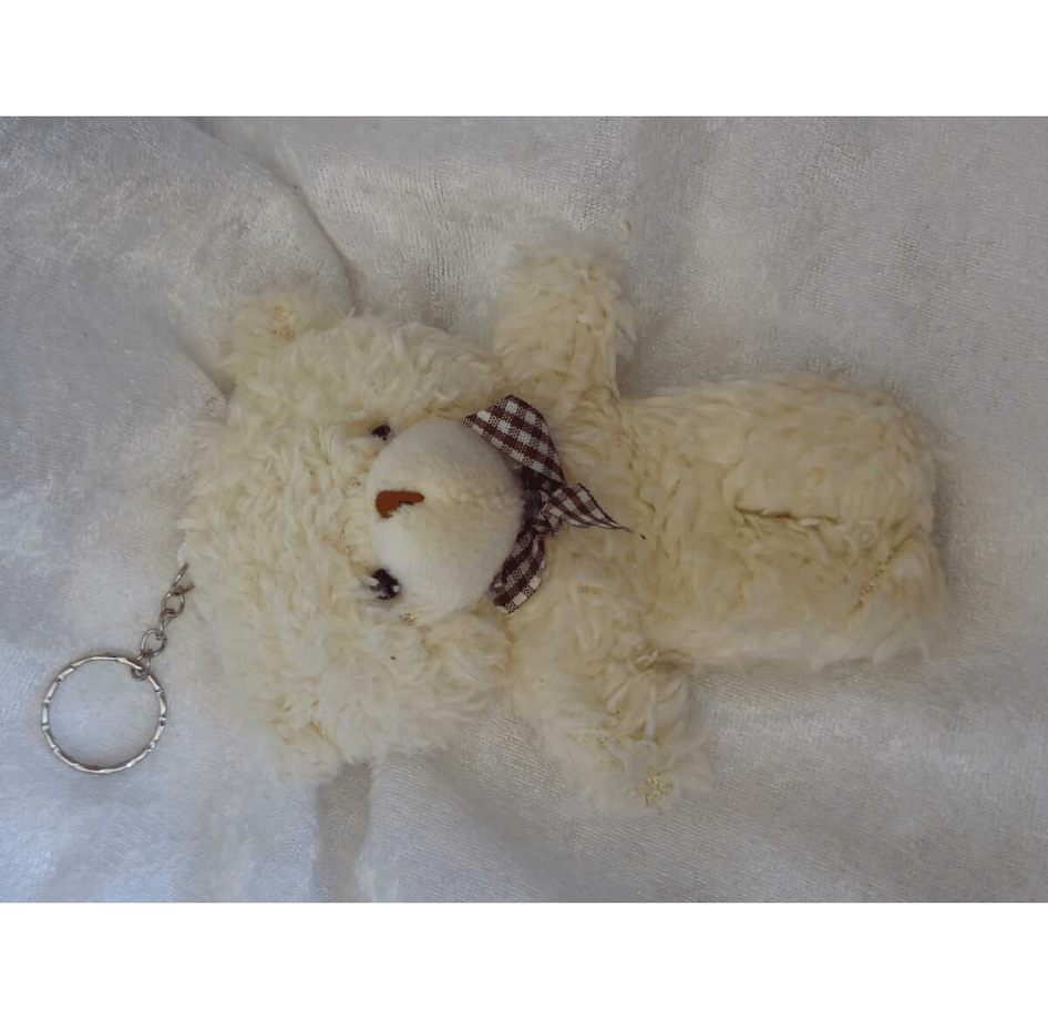 Sevimli krem peluş ayıcık anahtarlık çanta aksesuarı
