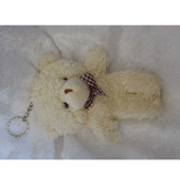 Sevimli krem peluş ayıcık anahtarlık çanta aksesuarı