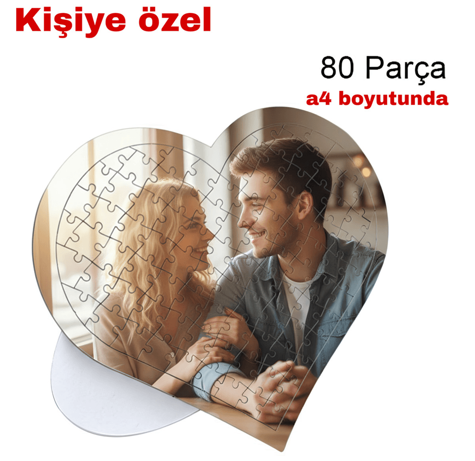 Kişiye özel fotğraflı kalp şeklinde puzzle