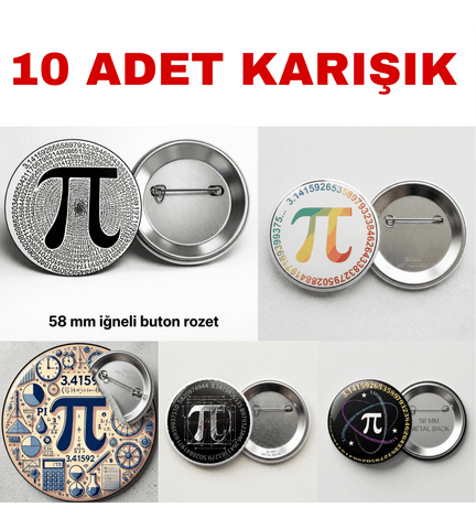 10 adet Pi günü Büyük boy foroğraf kağıdına baskı iğneli rozet