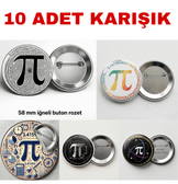 10 adet Pi günü Büyük boy foroğraf kağıdına baskı iğneli rozet