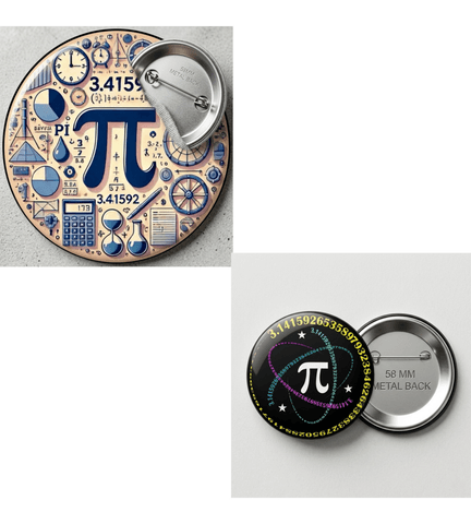 10 adet Pi günü Büyük boy foroğraf kağıdına baskı iğneli rozet