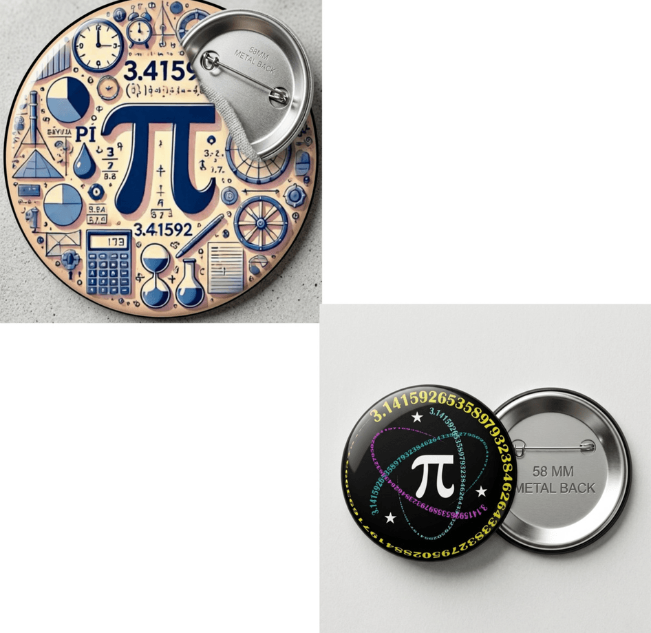 10 adet Pi günü Büyük boy foroğraf kağıdına baskı iğneli rozet
