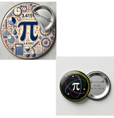 5 adet karısık Pi günü Büyük boy foroğraf kağıdına baskı iğneli rozet