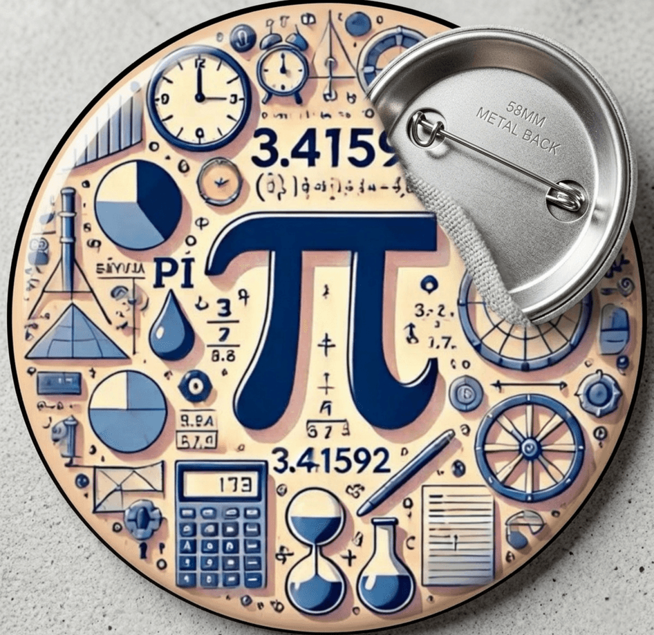 1 adet Pi günü Büyük boy foroğraf kağıdına baskı iğneli rozet