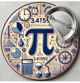 1 adet Pi günü Büyük boy foroğraf kağıdına baskı iğneli rozet