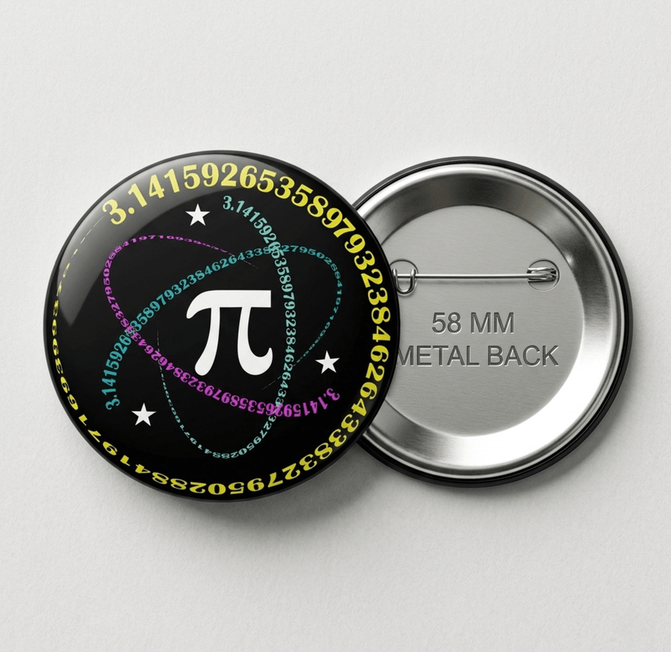 1 adet Pi günü Büyük boy foroğraf kağıdına baskı iğneli rozet