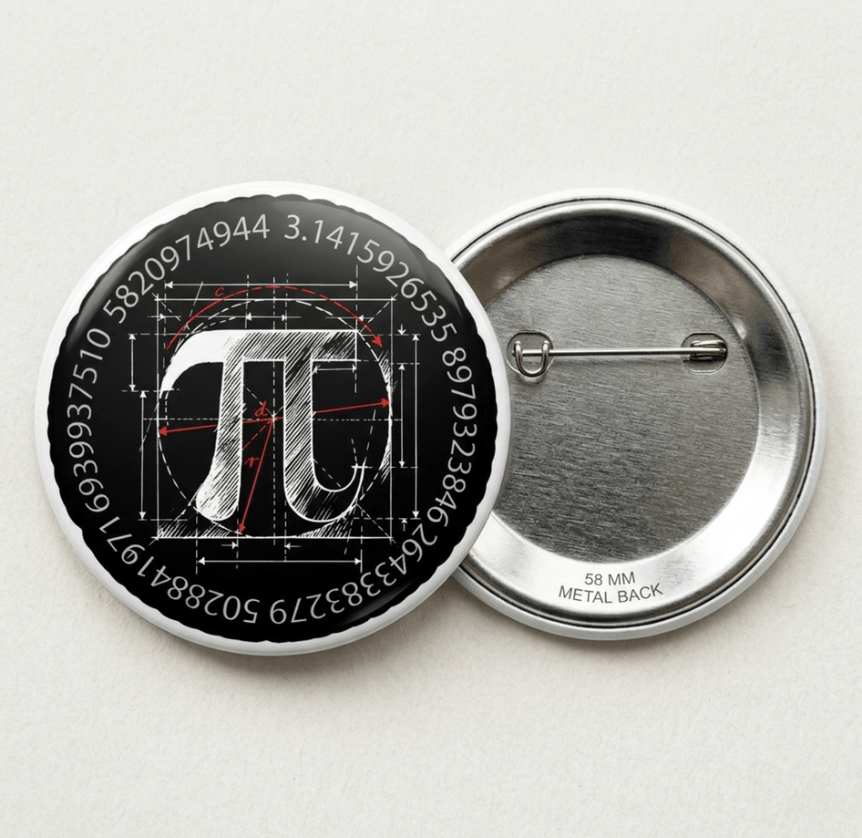 1 adet Pi günü Büyük boy foroğraf kağıdına baskı iğneli rozet