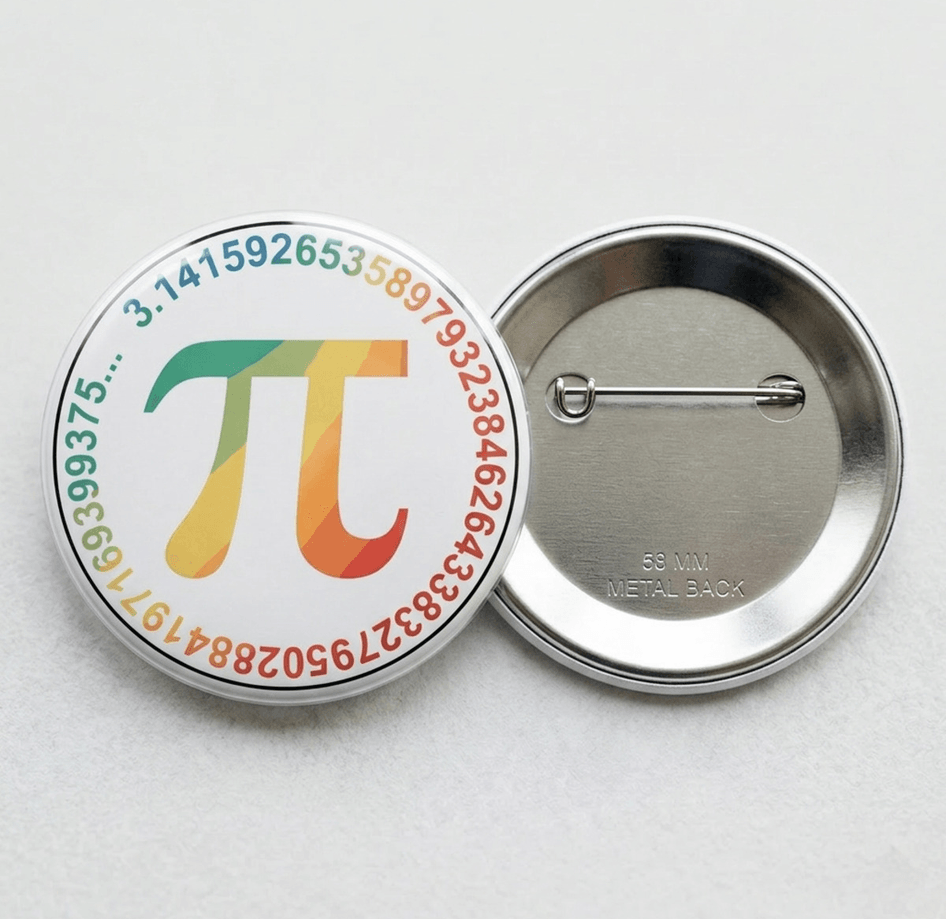 1 adet Pi günü Büyük boy foroğraf kağıdına baskı iğneli rozet