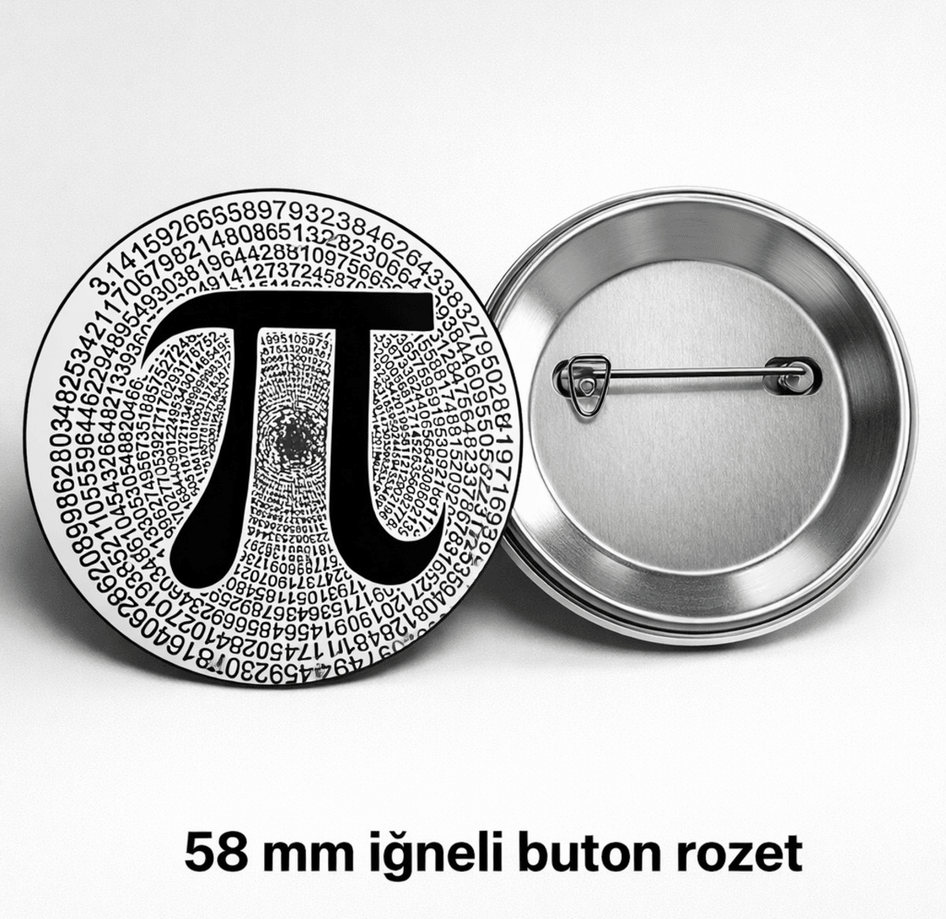 1 adet Pi günü Büyük boy foroğraf kağıdına baskı iğneli rozet