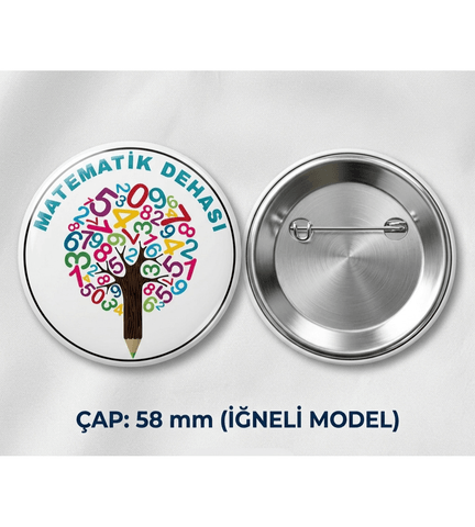 10 adet Matematik Dehası büyük boy iğneli rozet