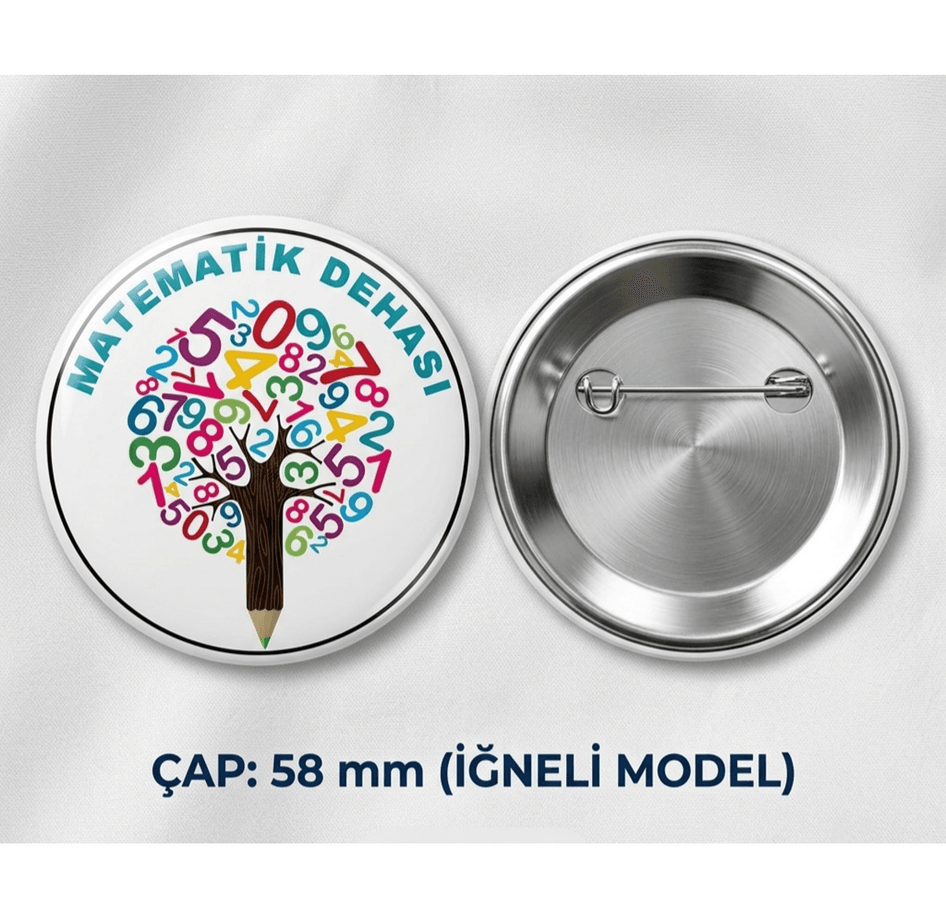10 adet Matematik Dehası büyük boy iğneli rozet