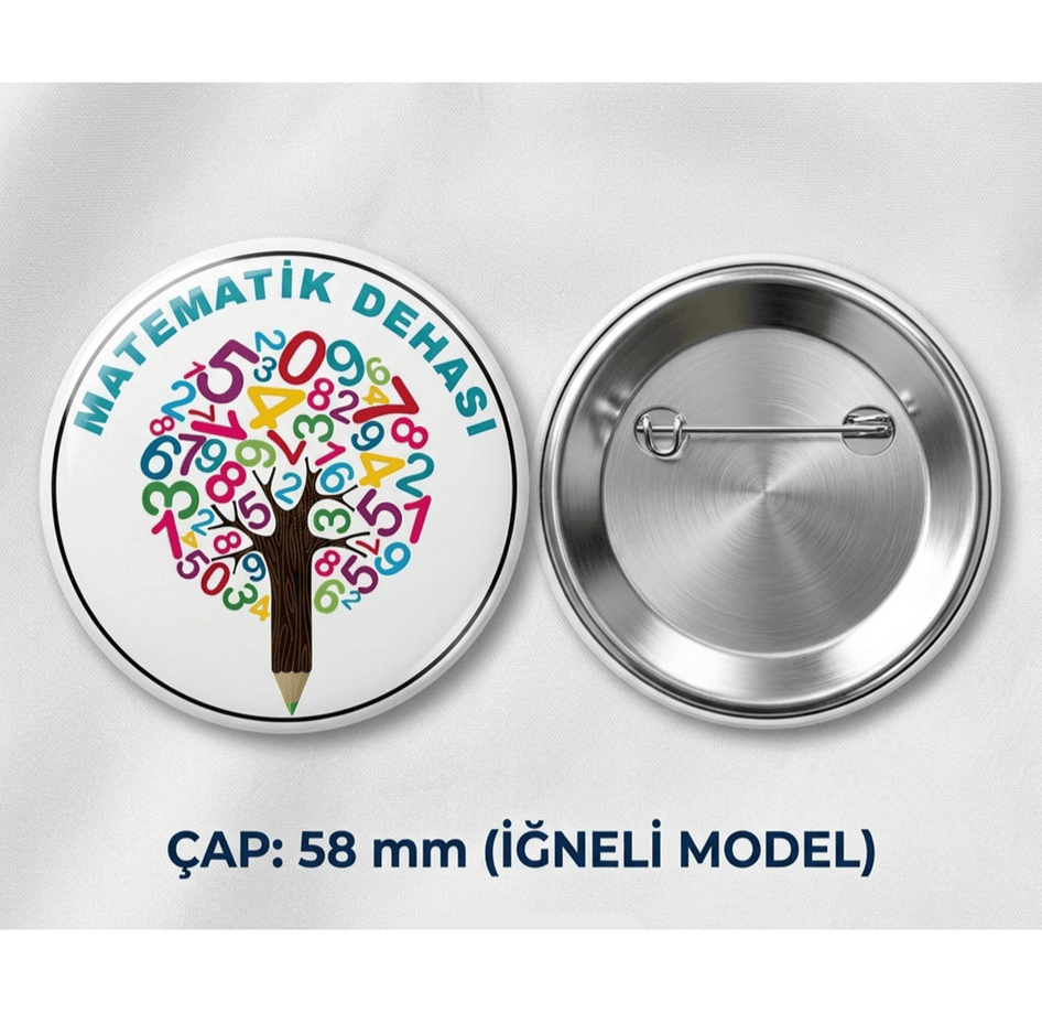 1 adet Matematik Dehası büyük boy iğneli rozet