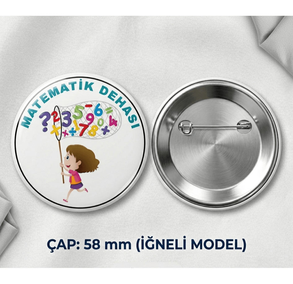 10 adet Matematik Dehası büyük boy iğneli rozet