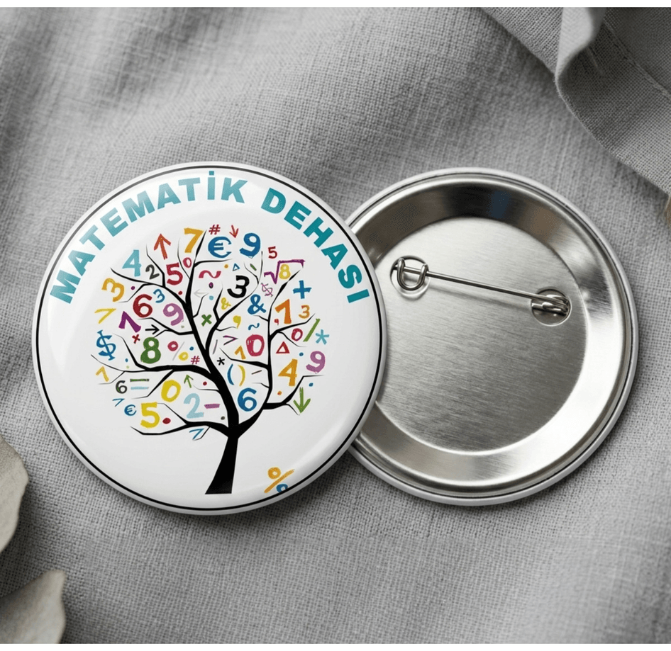 5 adet Matematik Dehası büyük boy iğneli rozet