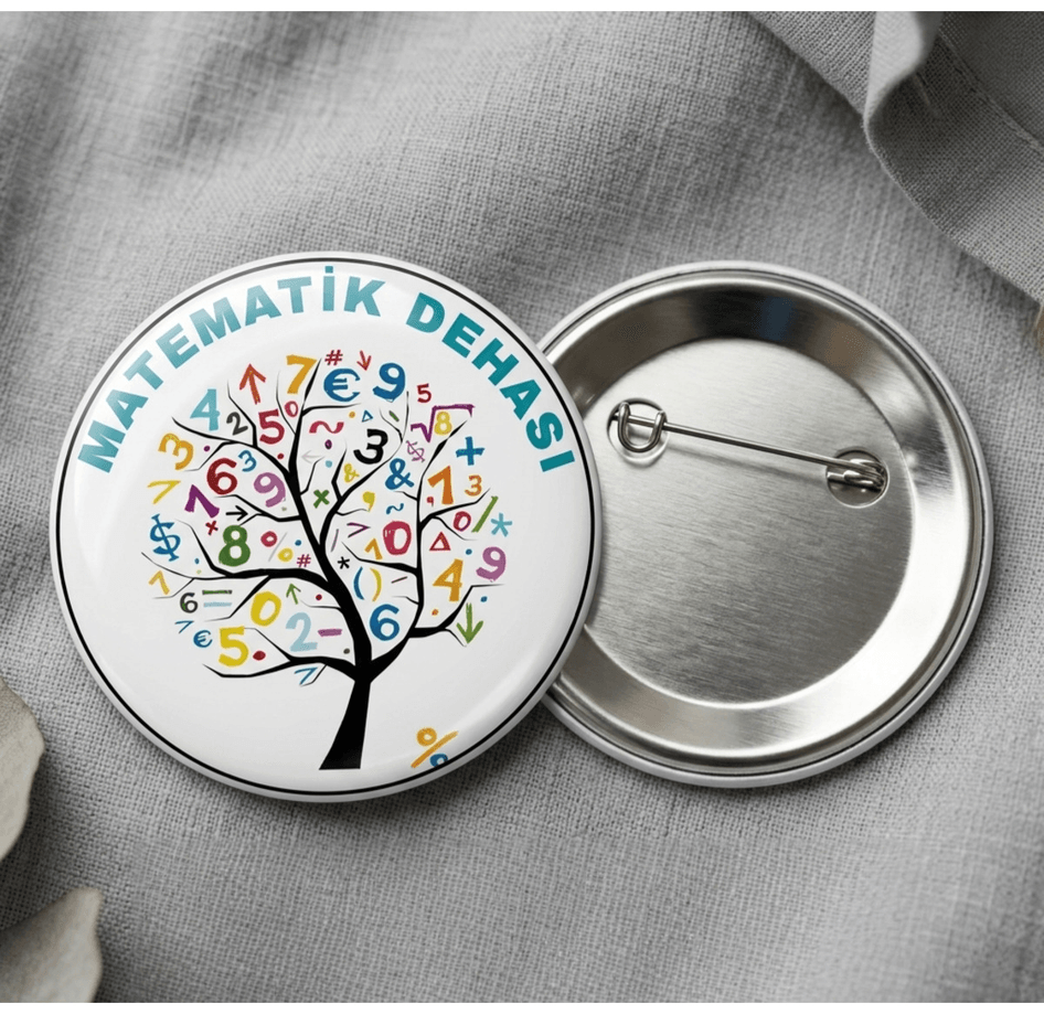 1 adet Matematik Dehası büyük boy iğneli rozet