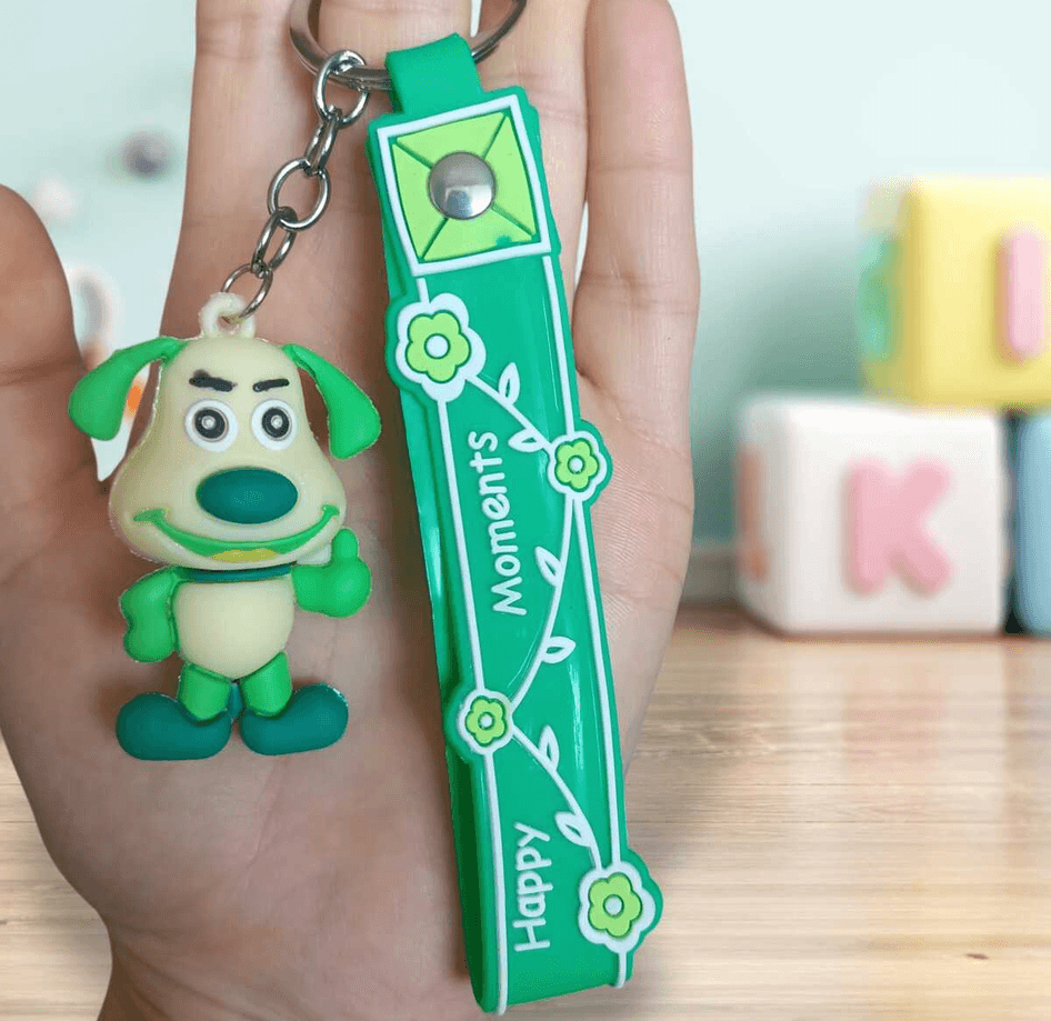 Sevimli köpek yeşil  silikon lüks anahtarlık çanta aksesuar