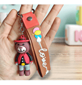 Şanslı ayıcık kırmızı  silikon lüks anahtarlık çanta aksesuar