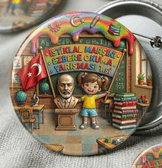 5 adet İstiklal Marşını Ezbere Okuma Yarışması Birincisi Kız çocuk büyük boy iğneli rozet