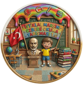 1 adet İstiklal Marşını Ezbere Okuma Yarışması Birincisi Erkek çocuk büyük boy iğneli rozet