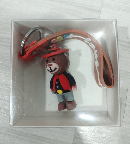 Şanslı ayıcık kırmızı  silikon lüks anahtarlık çanta aksesuar