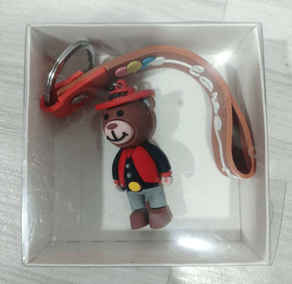 Şanslı ayıcık kırmızı  silikon lüks anahtarlık çanta aksesuar