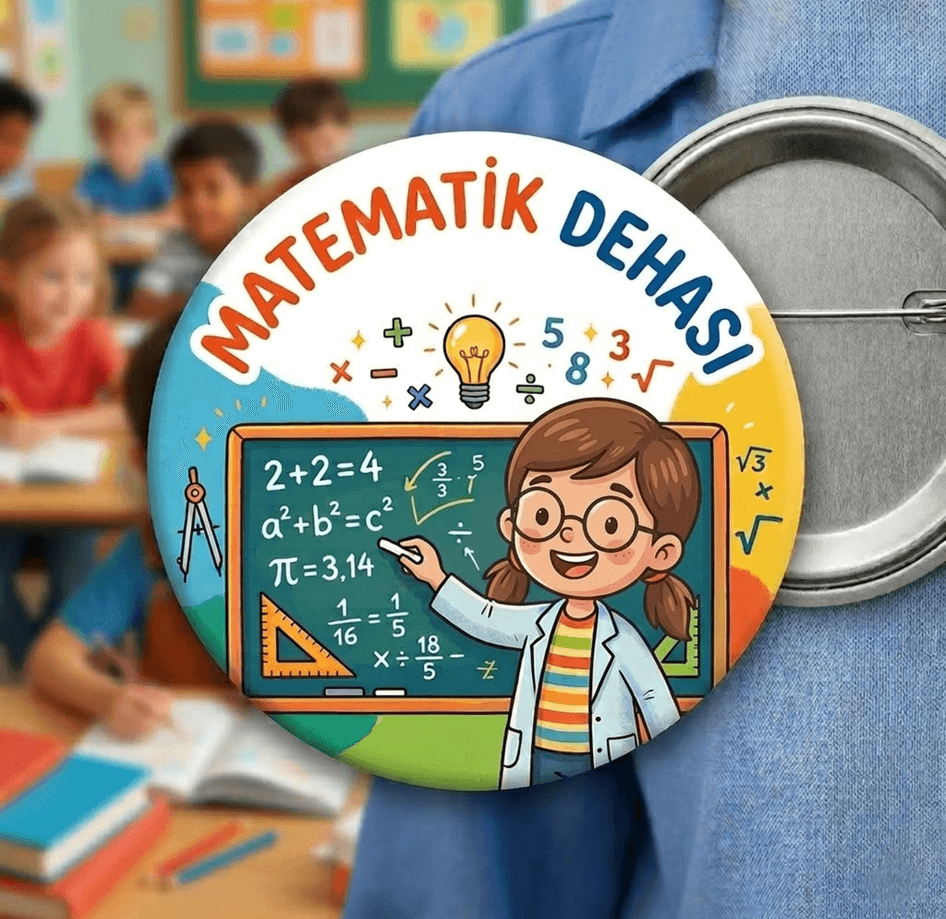 10 adet Matematik Dehası Kız öğrenci kaliteli baskı büyük boy iğneli rozet