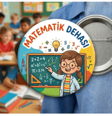 matematik Dehası kız öğrenci büyük boy kaliteli iğneli rozet