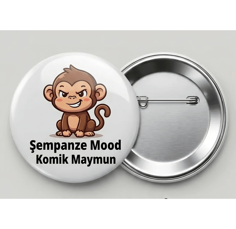 5 adet BÜYÜK BOY şempanze mod iğneli rozet