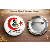 5 adet Mustafa kemal atatürk BÜYÜK BOY kaliteli baskı iğneli rozet (hediyeli)