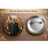 5 adet Mustafa kemal atatürk BÜYÜK BOY kaliteli baskı iğneli rozet (hediyeli)