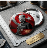 5 adet Mustafa kemal atatürk BÜYÜK BOY kaliteli baskı iğneli rozet (hediyeli)