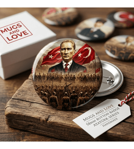 5 adet Mustafa kemal atatürk BÜYÜK BOY kaliteli baskı iğneli rozet (hediyeli)