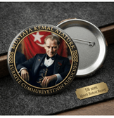 5 adet Mustafa kemal atatürk BÜYÜK BOY kaliteli baskı iğneli rozet (hediyeli)