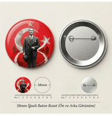 Mustafa kemal atatürk BÜYÜK BOY kaliteli baskı iğneli rozet