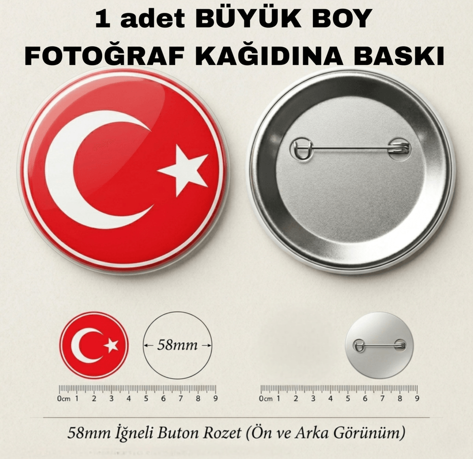 TÜRK BAYRAĞI BÜYÜK BOY kaliteli baskı iğneli rozet