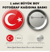 TÜRK BAYRAĞI BÜYÜK BOY kaliteli baskı iğneli rozet