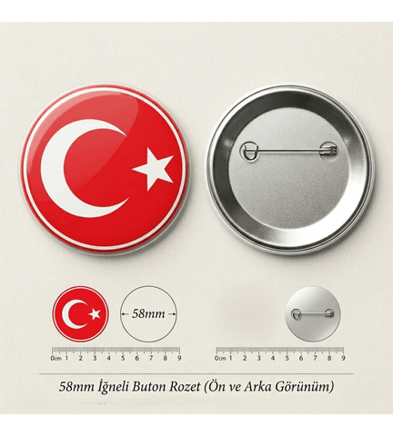 TÜRK BAYRAĞI BÜYÜK BOY kaliteli baskı iğneli rozet