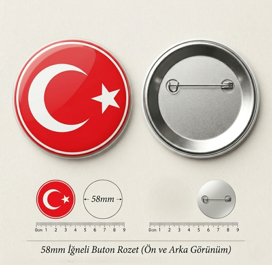 TÜRK BAYRAĞI BÜYÜK BOY kaliteli baskı iğneli rozet