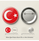 TÜRK BAYRAĞI BÜYÜK BOY kaliteli baskı iğneli rozet