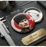 Mustafa kemal atatürk BÜYÜK BOY kaliteli baskı iğneli rozet