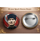 Mustafa kemal atatürk BÜYÜK BOY kaliteli baskı iğneli rozet