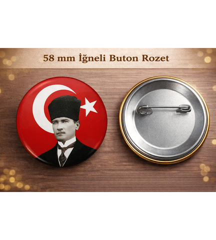 Mustafa kemal atatürk BÜYÜK BOY kaliteli baskı iğneli rozet
