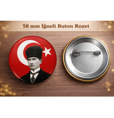 Mustafa kemal atatürk BÜYÜK BOY kaliteli baskı iğneli rozet