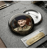 Mustafa kemal atatürk BÜYÜK BOY kaliteli baskı iğneli rozet