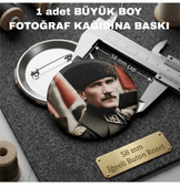 Mustafa kemal atatürk BÜYÜK BOY kaliteli baskı iğneli rozet
